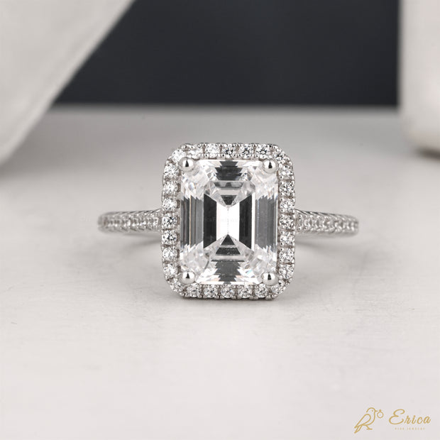 The Empress - Emerald Cut Halo Engagement Ring