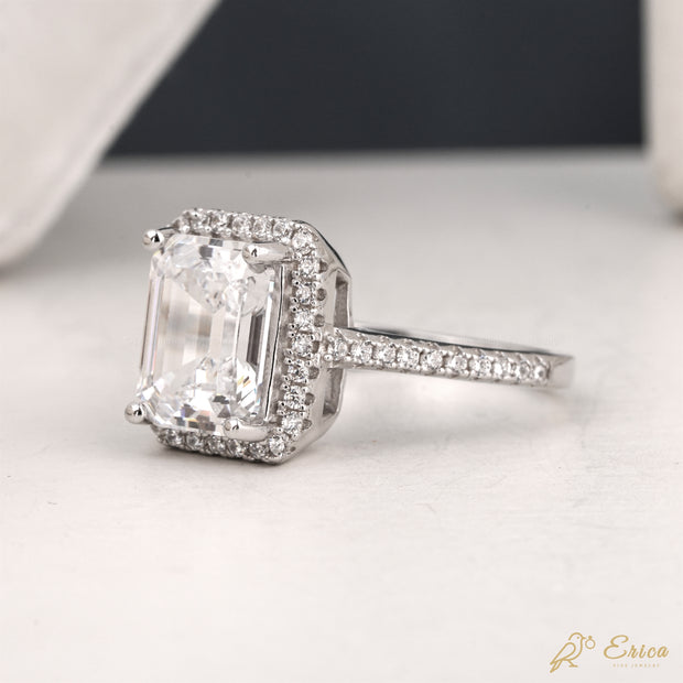 The Empress - Emerald Cut Lab Grown Diamond Halo Engagement Ring