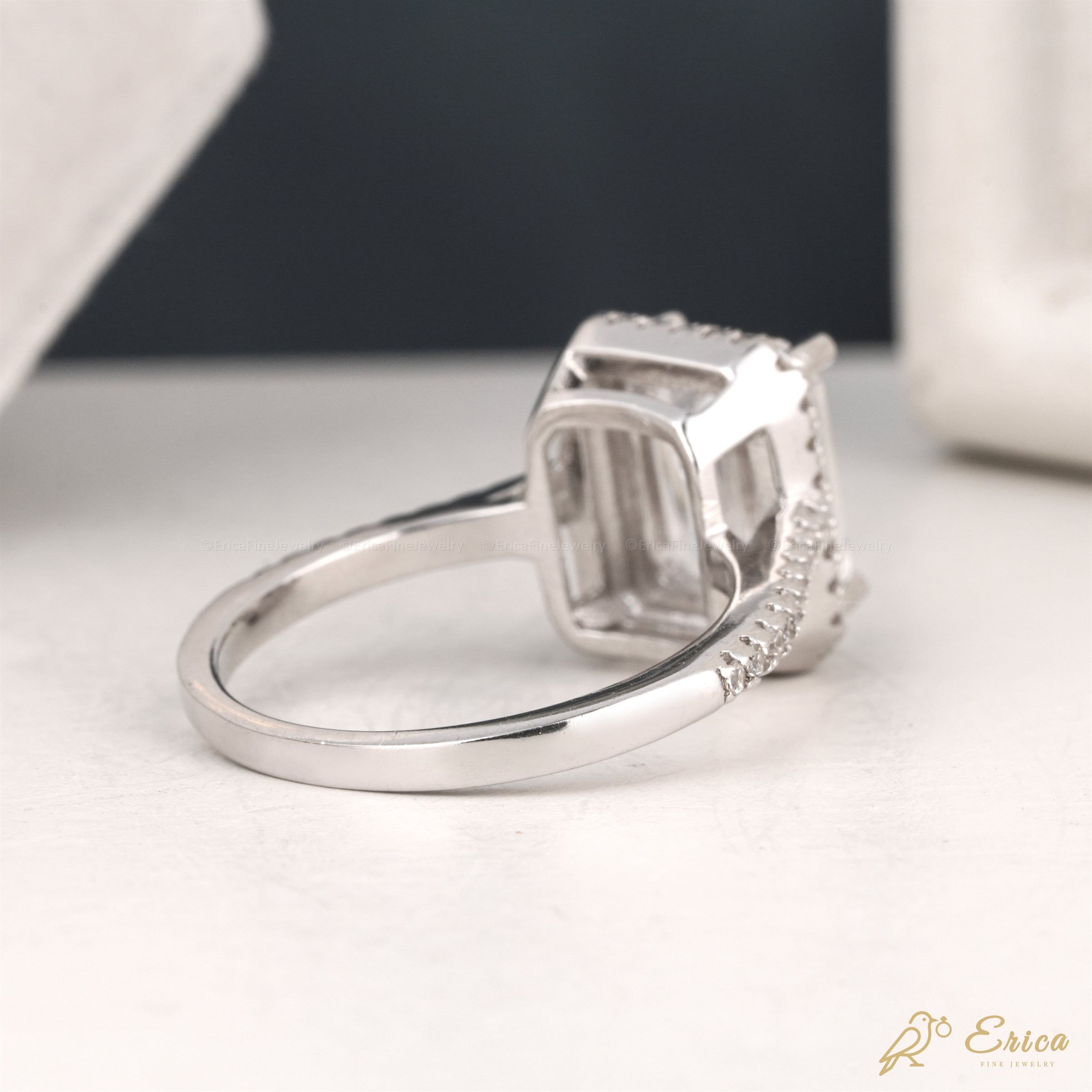 The Empress - Emerald Cut Halo Engagement Ring
