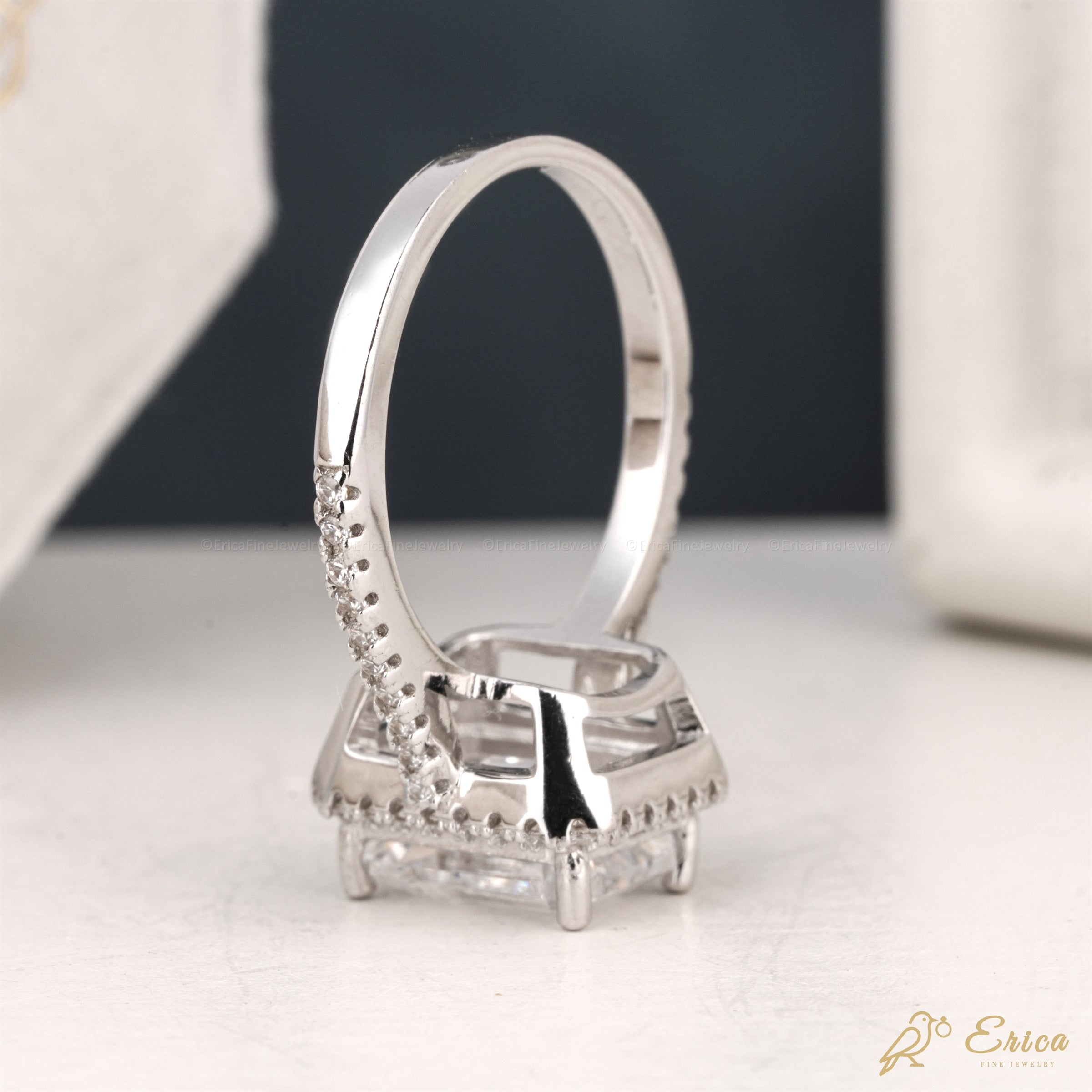 The Empress - Emerald Cut Halo Engagement Ring