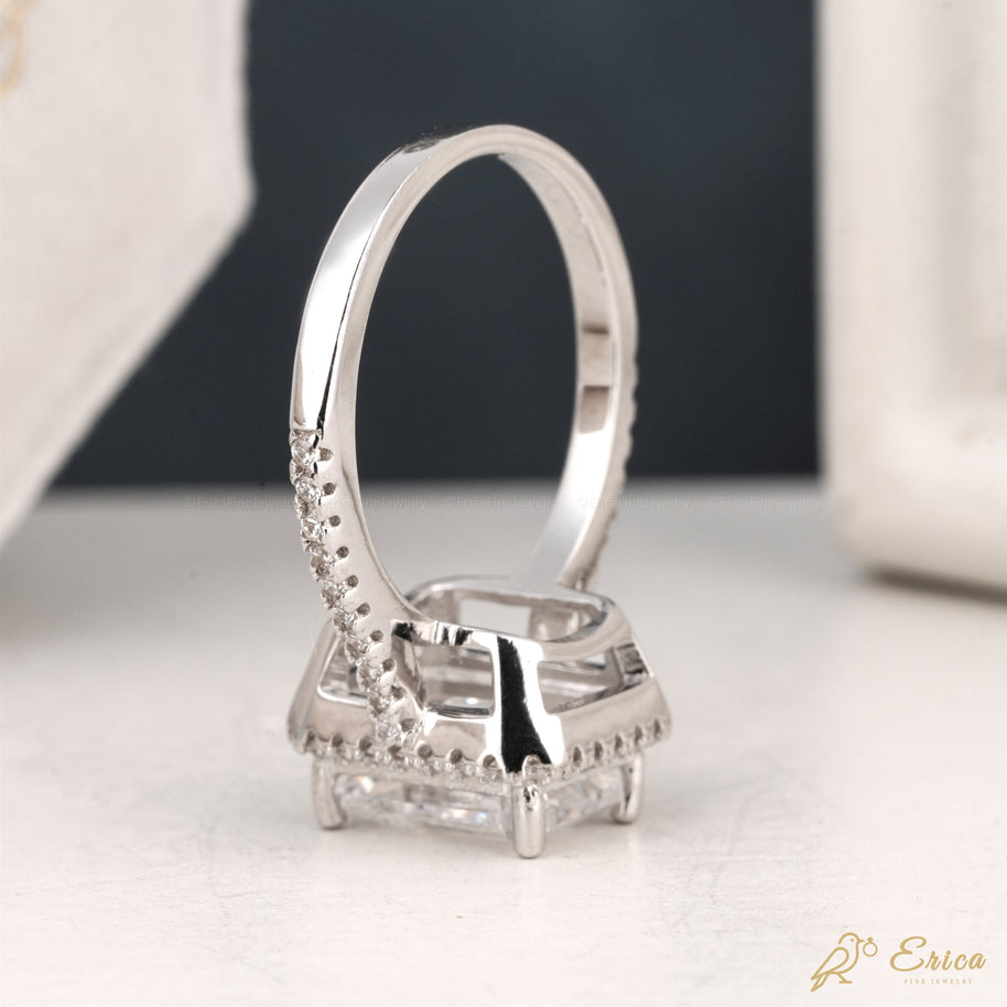 The Empress - Emerald Cut Halo Engagement Ring