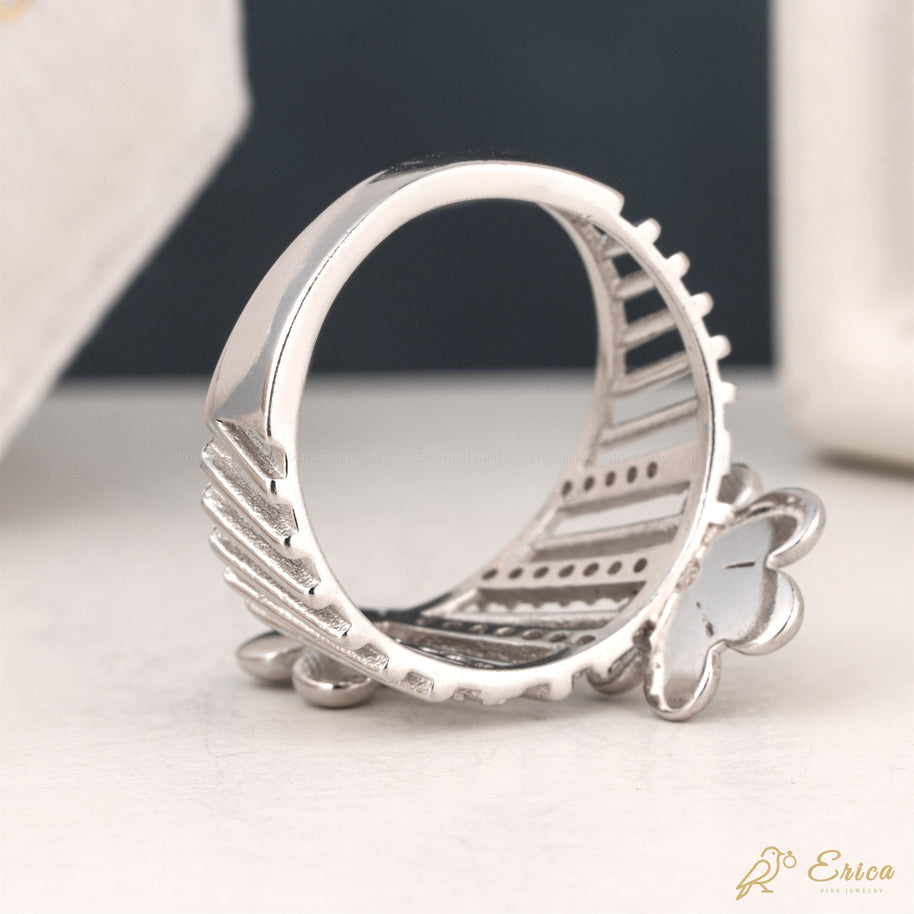 The Blossom - Double Flower Open Band Ring