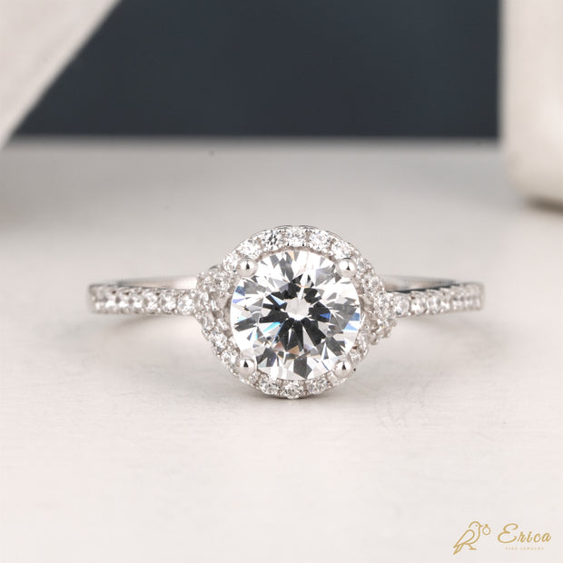 The Celestia - Round Halo Pavé Engagement Ring