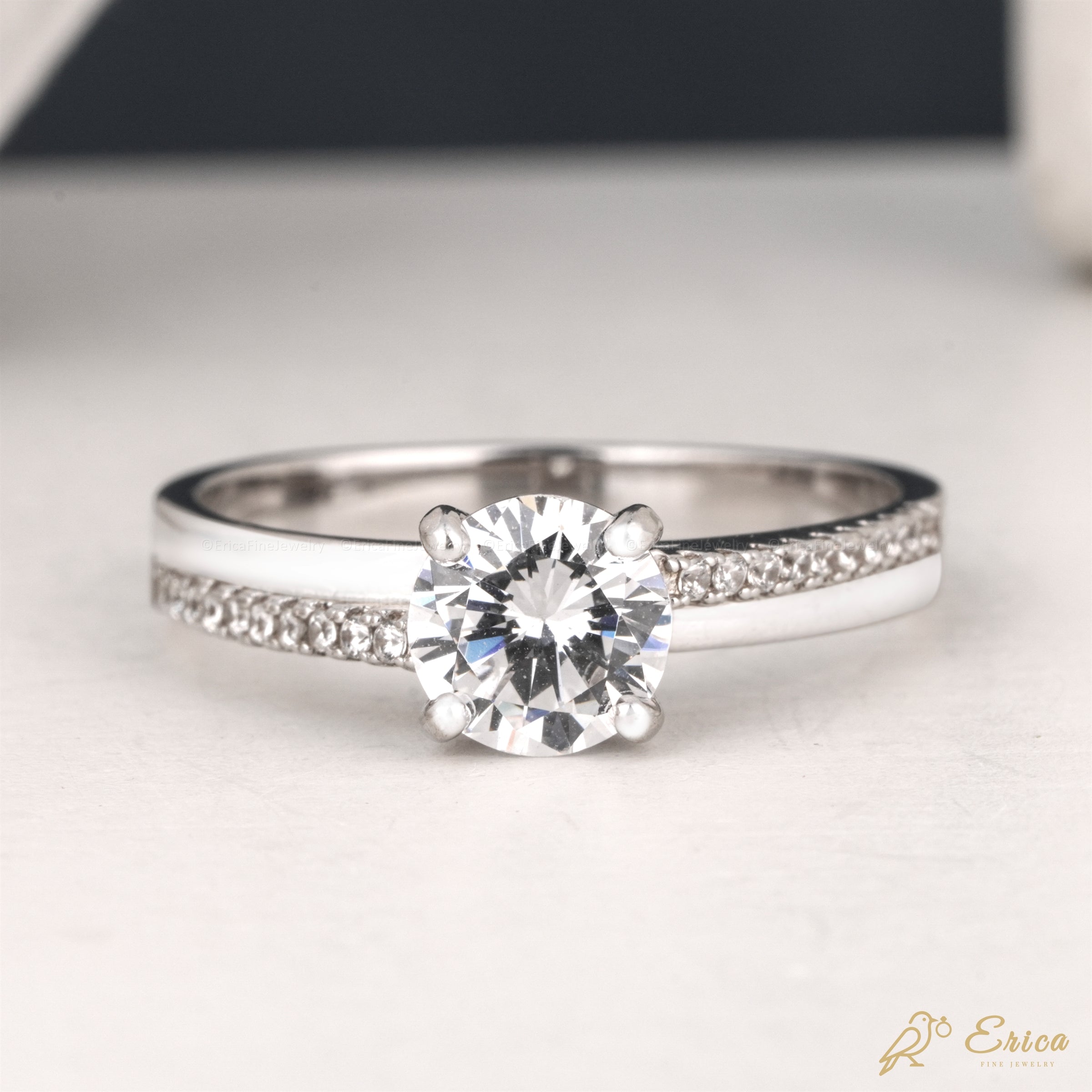 The Grace - Round Solitaire Pavé Hidden Halo Engagement Ring