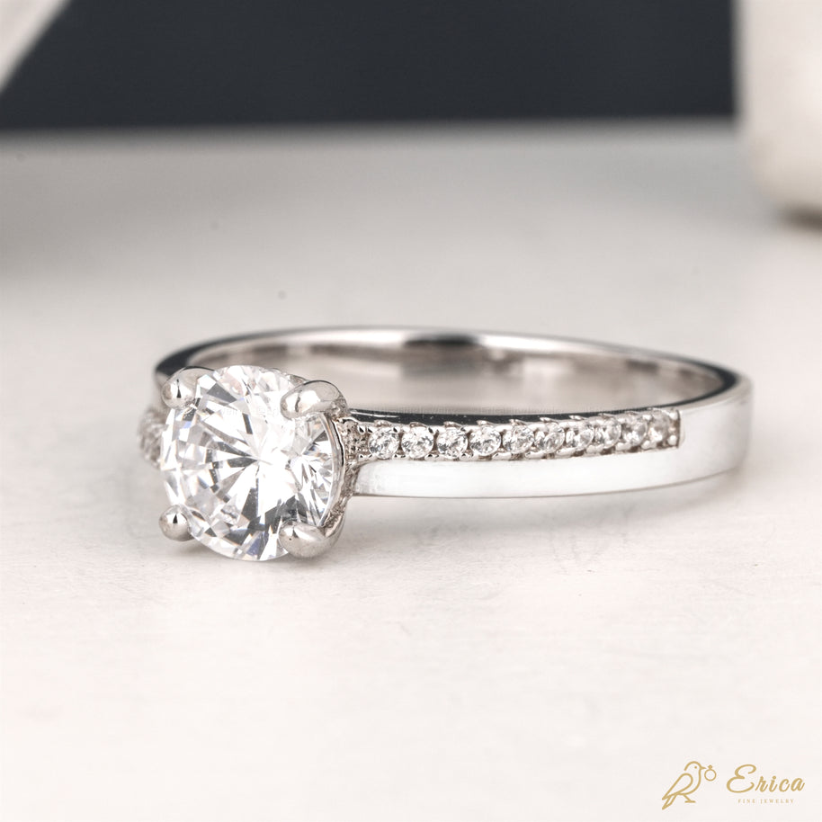 The Grace - Round Solitaire Pavé Hidden Halo Engagement Ring