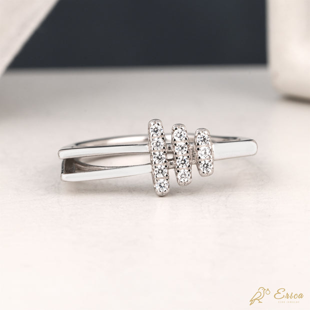 The Trio - Triple Bar Pavé Double Band Ring