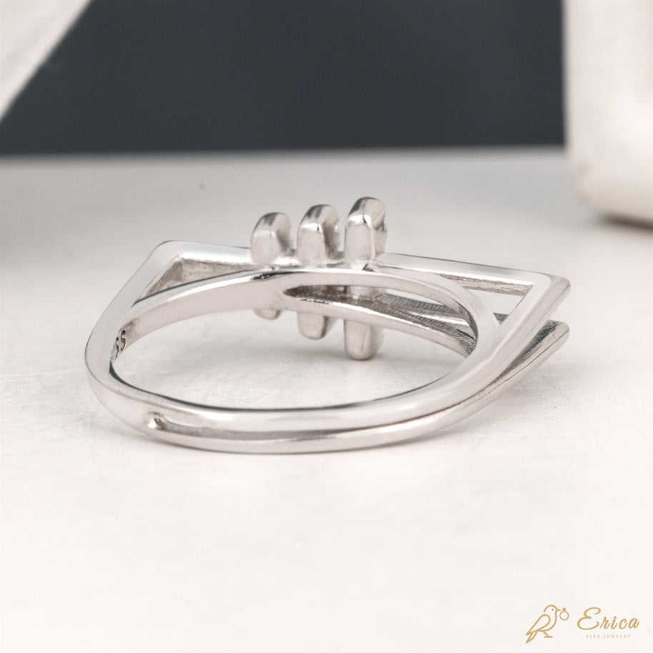 The Trio - Triple Bar Pavé Double Band Ring