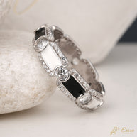 The Noir - Black & White Enamel Eternity Band