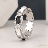 The Noir - Black & White Enamel Eternity Band