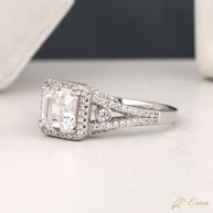 The Sovereign - Asscher Cut Halo Split Shank Engagement Ring