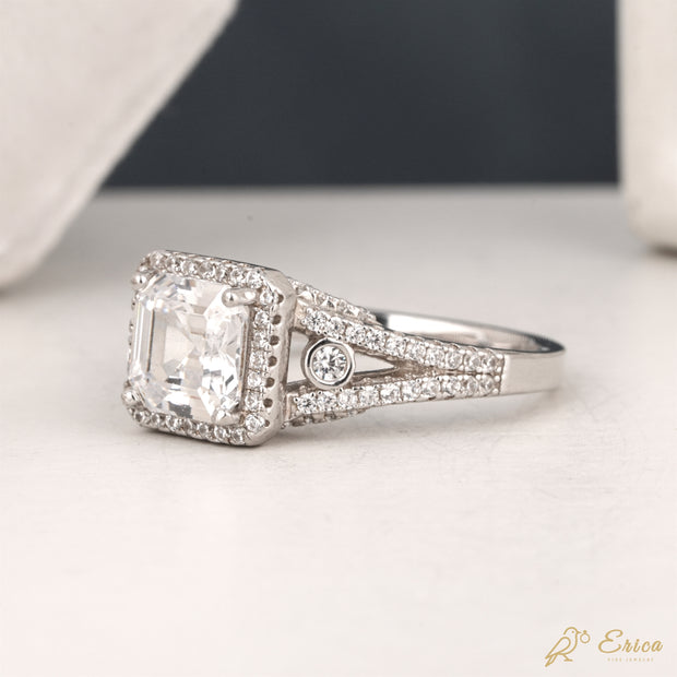 The Sovereign - Asscher Cut Halo Lab Grown Diamond Split Shank Engagement Ring