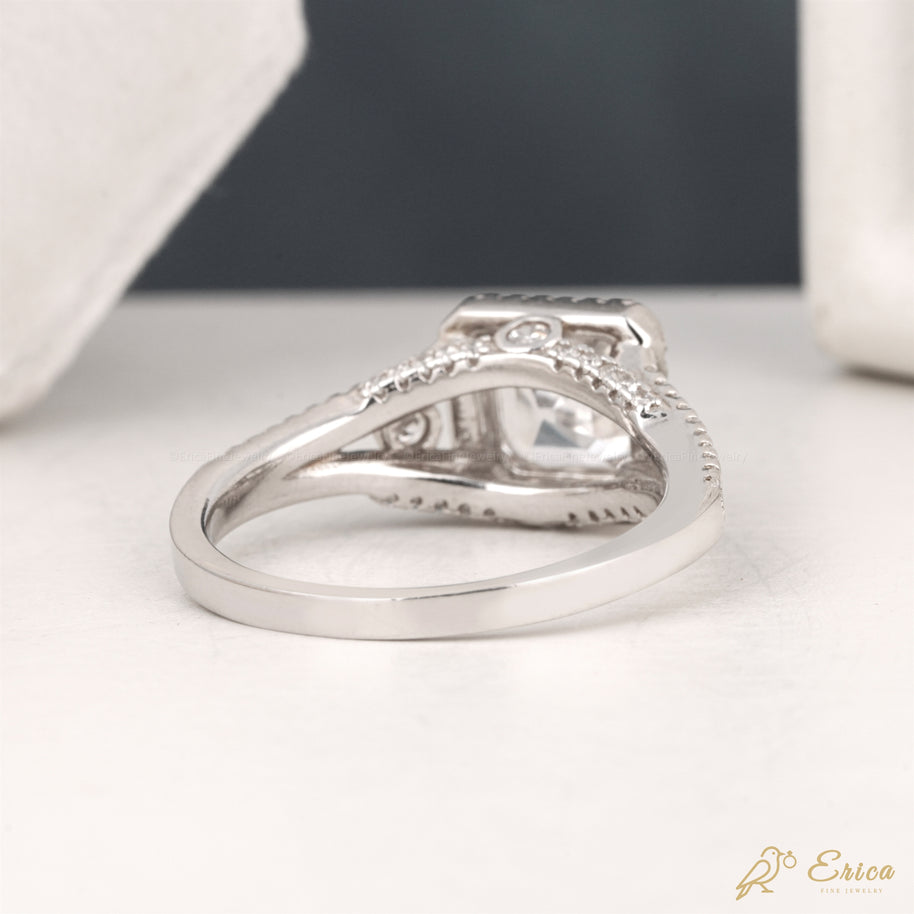 The Sovereign - Asscher Cut Halo Split Shank Engagement Ring