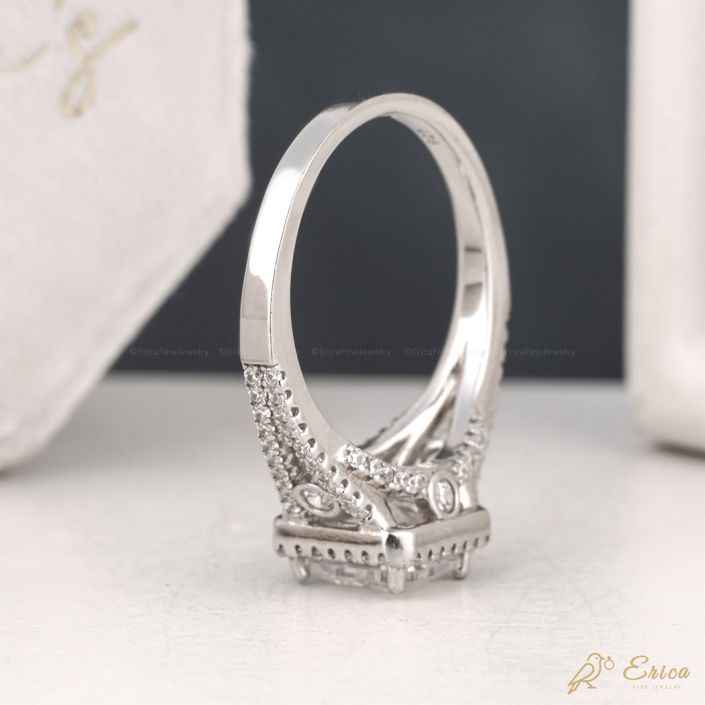 The Sovereign - Asscher Cut Halo Split Shank Engagement Ring
