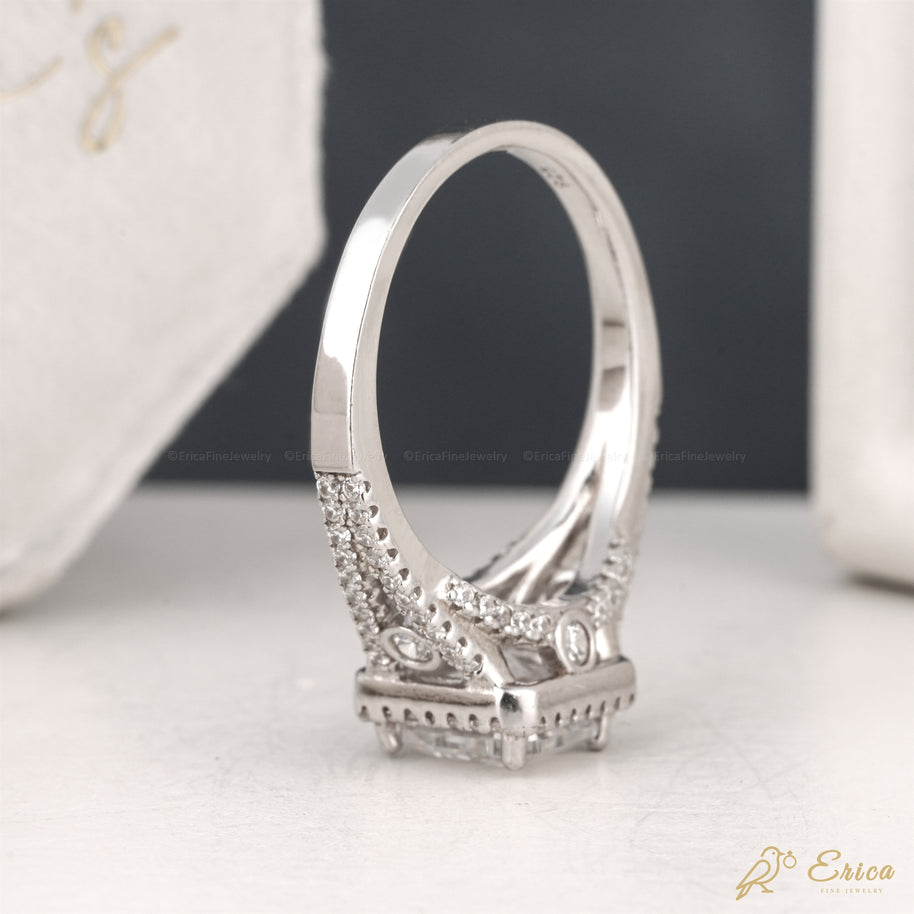 The Sovereign - Asscher Cut Halo Split Shank Engagement Ring