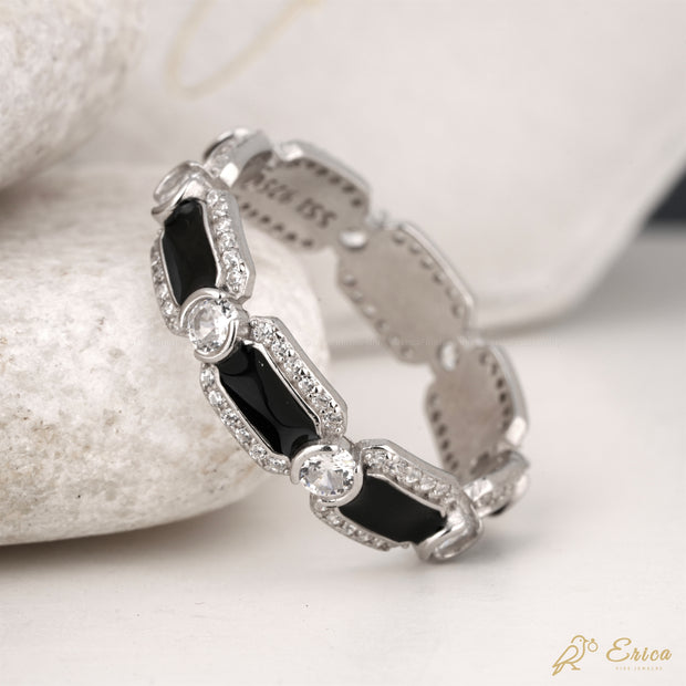 The Obsidian - Black Enamel Lab Grown Diamond Eternity Band