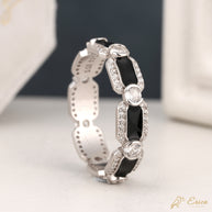 The Obsidian - Black Enamel Moissanite Eternity Band