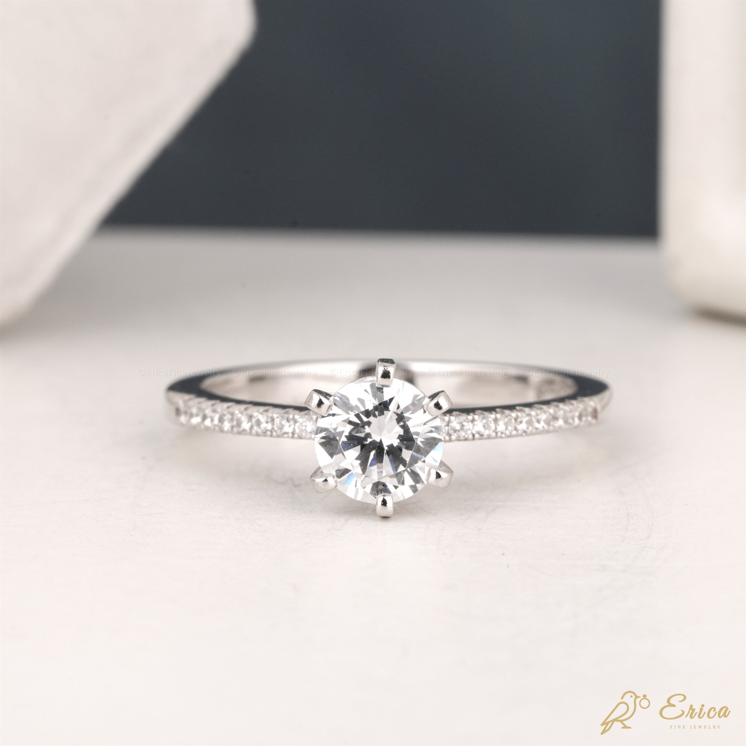 The Aurelia - Six-Prong Pavé Round Brilliant