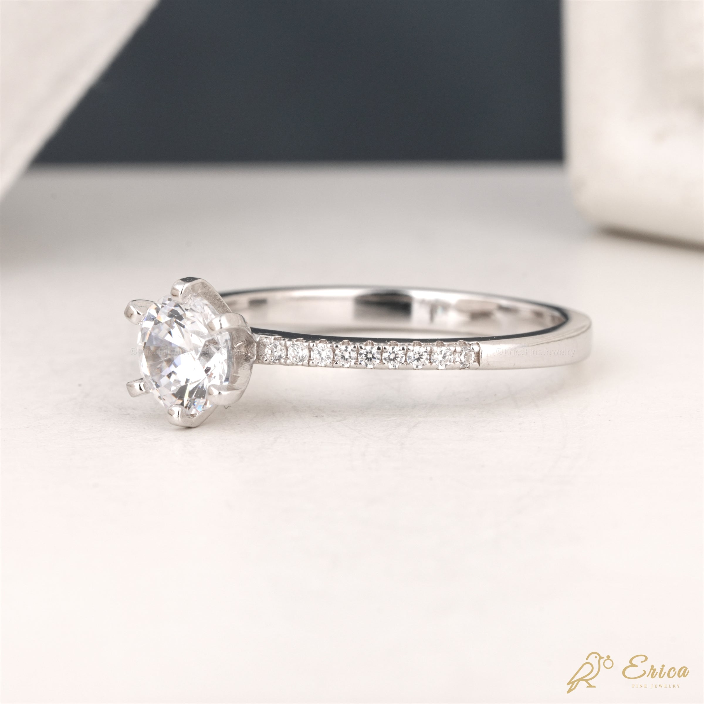 The Aurelia - Six-Prong Pavé Round Brilliant