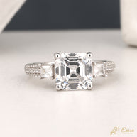 The Genevieve - Three-Stone Radiant Side & Pavé Asscher Cut