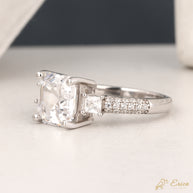 The Genevieve - Three-Stone Radiant Side & Pavé Asscher Cut