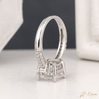 The Genevieve - Three-Stone Radiant Side & Pavé Asscher Cut
