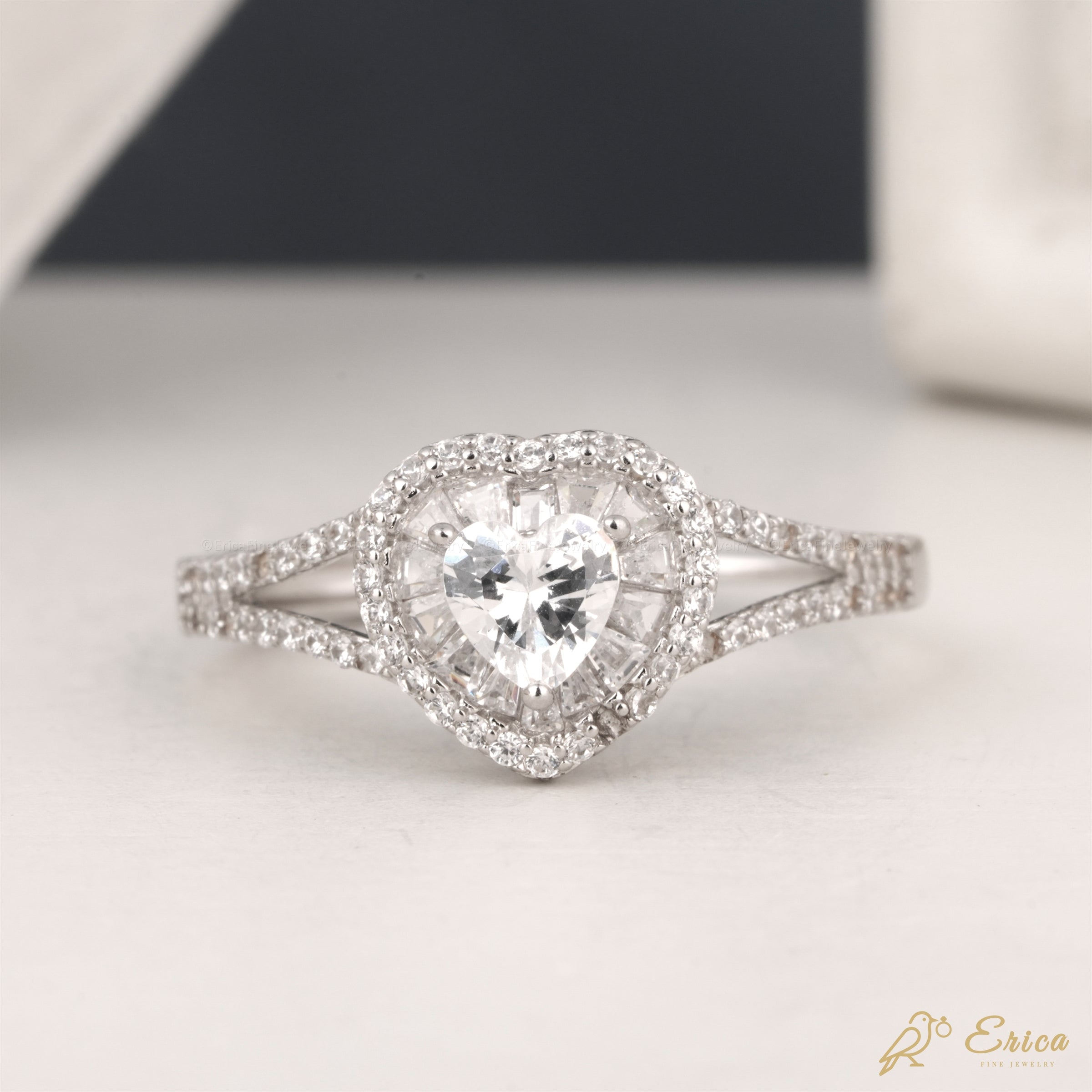 The Amara - Ballerina Halo & Split-Shank Pavé Heart Cut