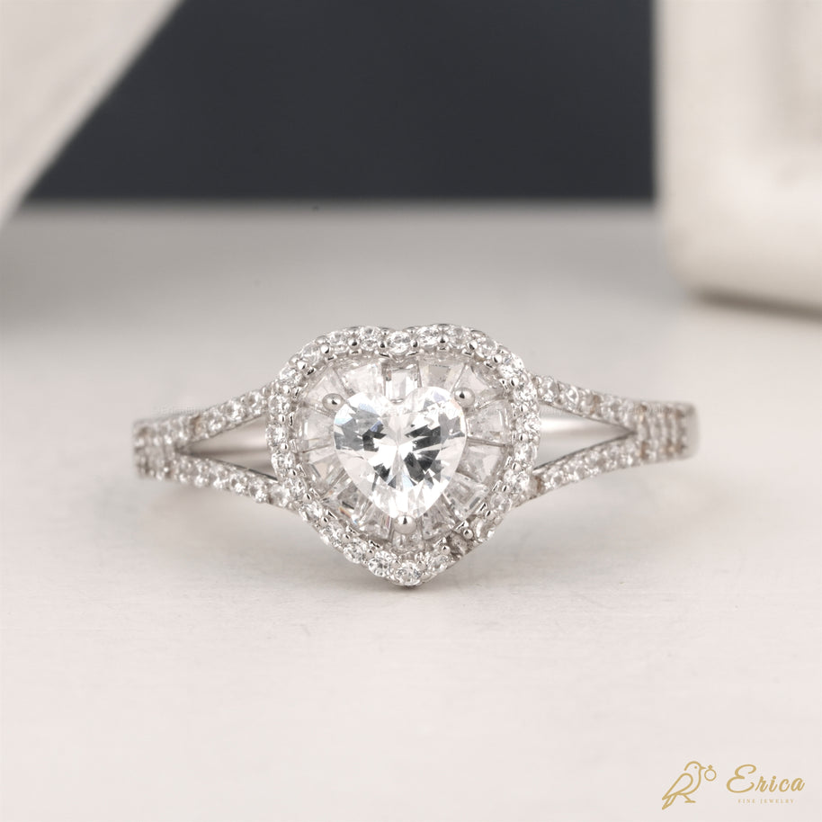 The Amara - Ballerina Halo & Split-Shank Pavé Heart Cut
