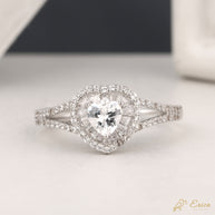 The Amara - Ballerina Halo & Split-Shank Pavé Heart Cut