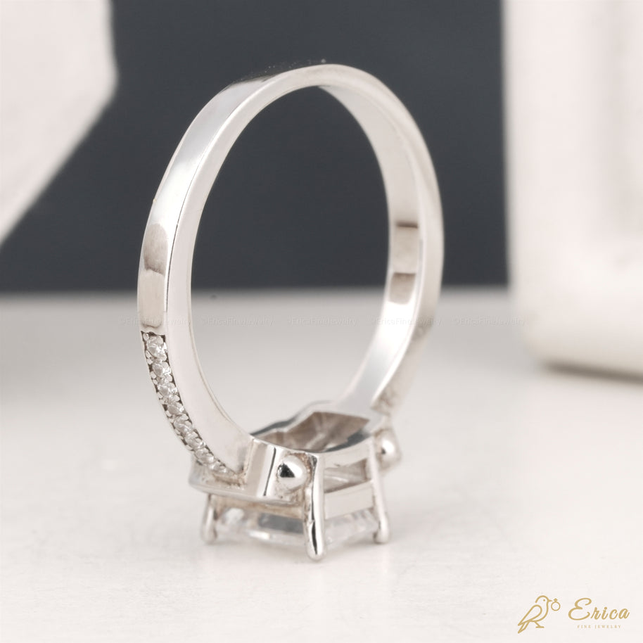 The Vivienne - Three-Stone Baguette & Pavé Emerald Cut