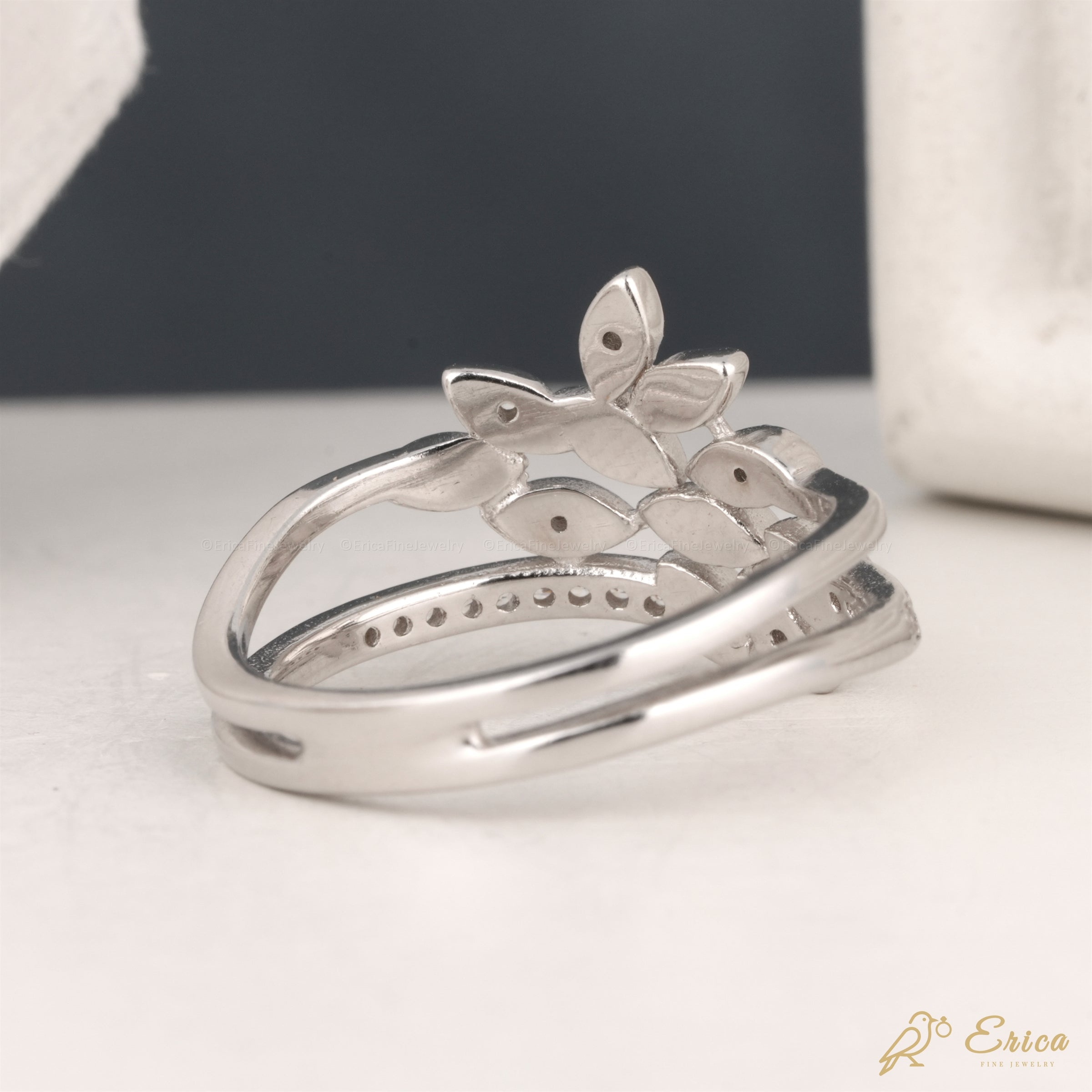 The Evangeline - Marquise Leaf Cluster Double Band