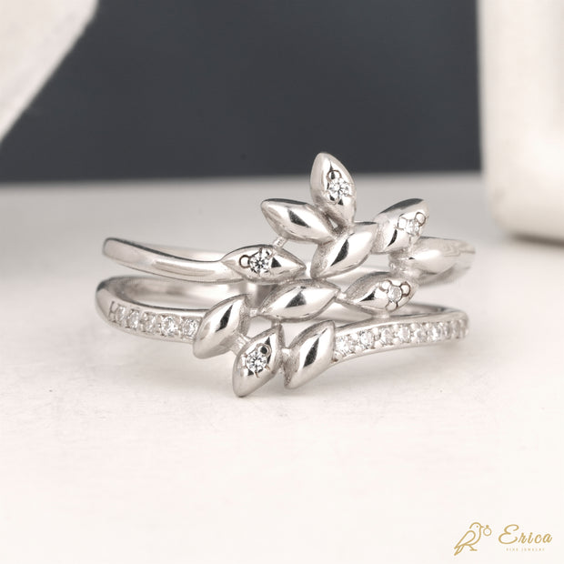 The Evangeline - Marquise Leaf Cluster Double Band