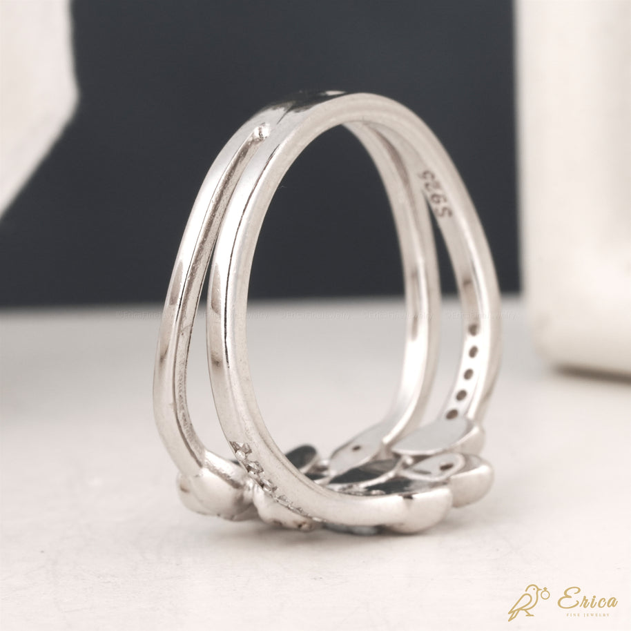 The Evangeline - Marquise Leaf Cluster Double Band