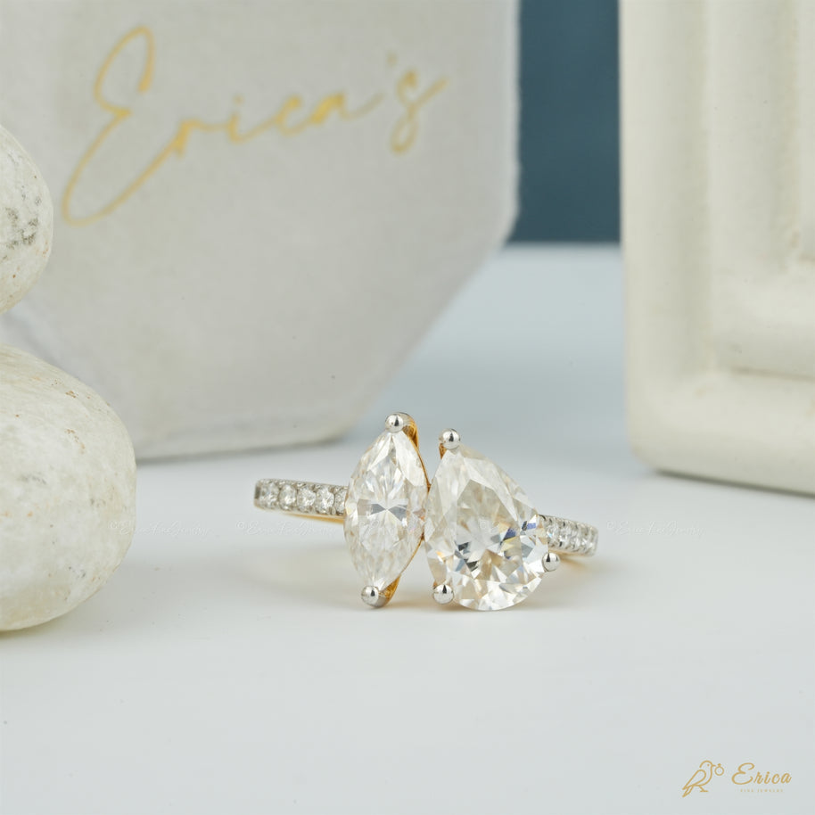 The Devotion - Pear & Marquise Pavé Toi et Moi