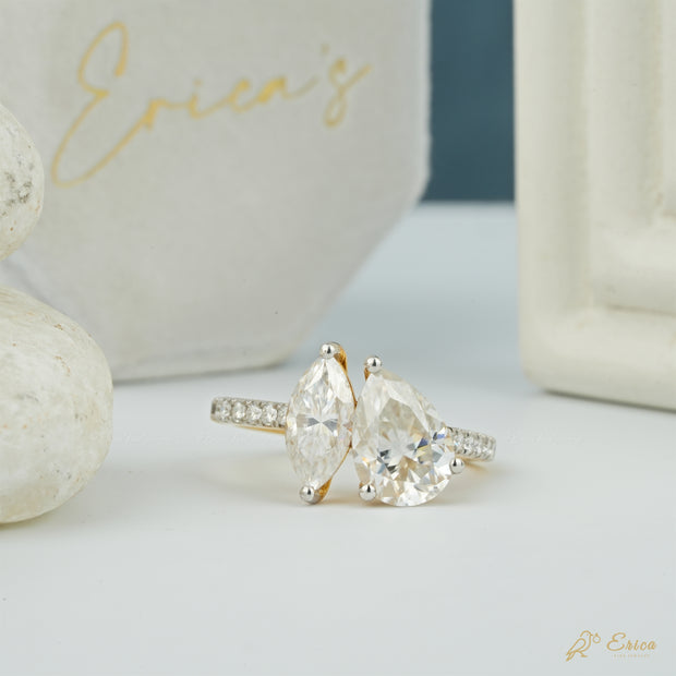 The Devotion - Pear & Marquise Pavé Toi et Moi