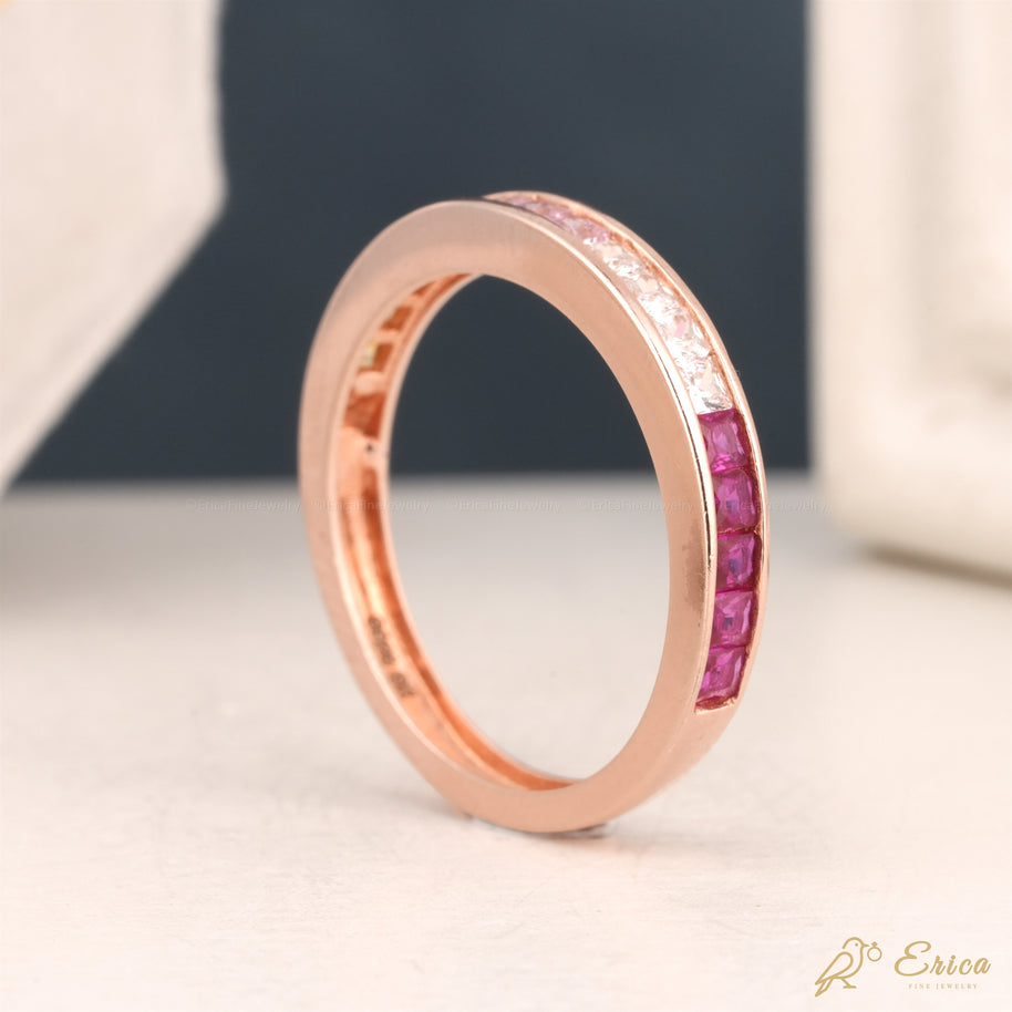 The Iris - Rainbow Ombré Princess Cut Channel Band