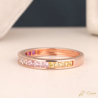 The Iris - Rainbow Ombré Princess Cut Channel Band