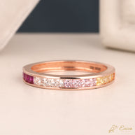 The Iris - Rainbow Ombré Princess Cut Channel Band