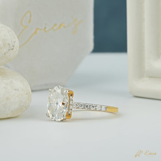 The Mirage - Oval Lab Grown Diamond Hidden Halo Pavé Ring