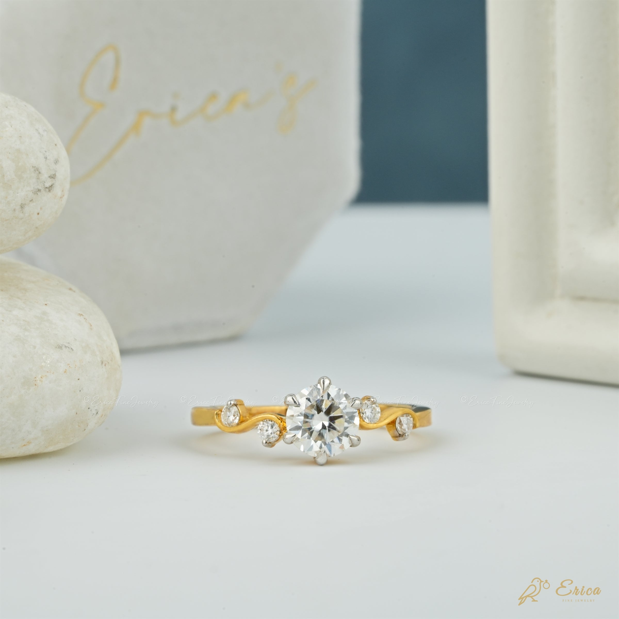 The Vine - Round Bezel Tendril Ring