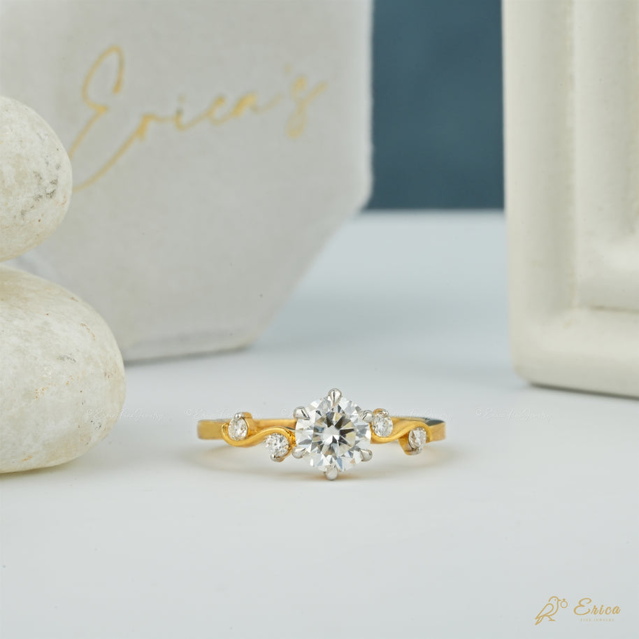 The Vine - Round Bezel Tendril Ring