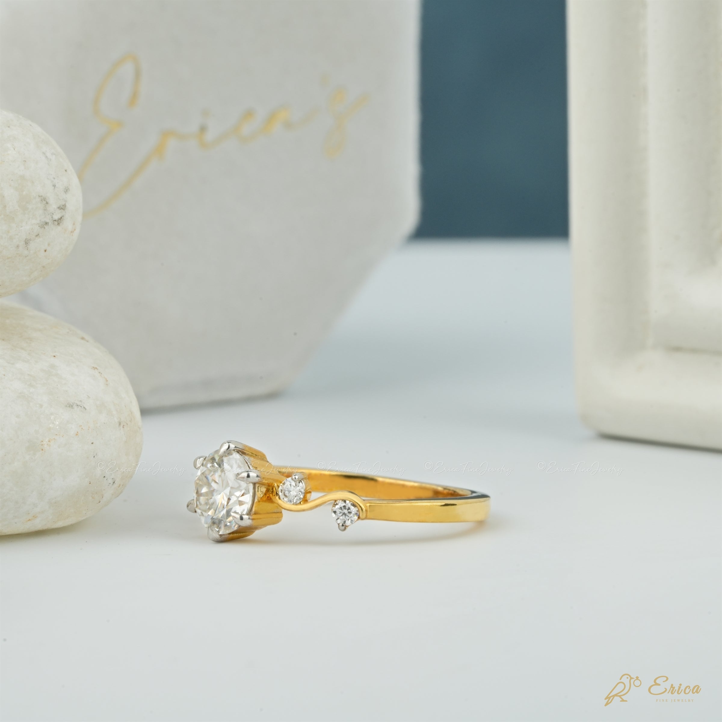 The Vine - Round Bezel Tendril Ring