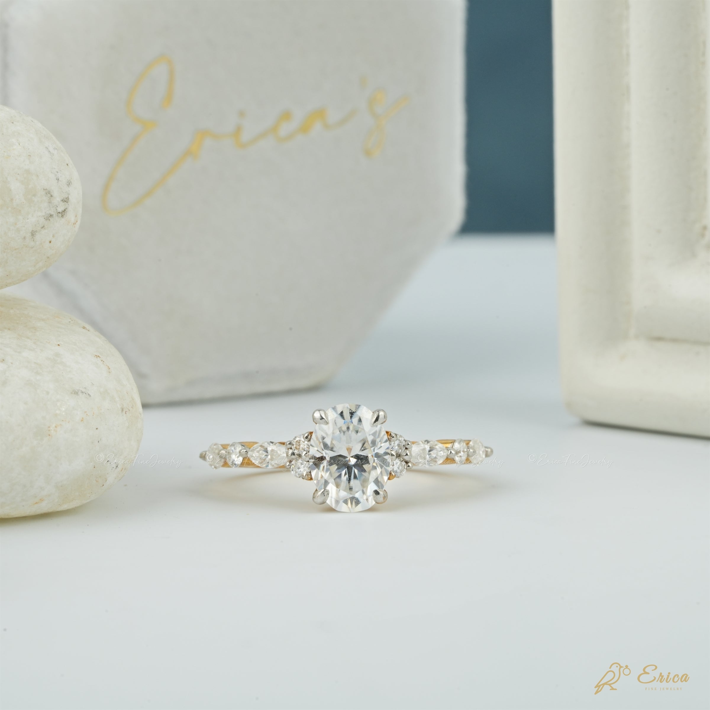 The Belle - Oval Pavé with Side Stones