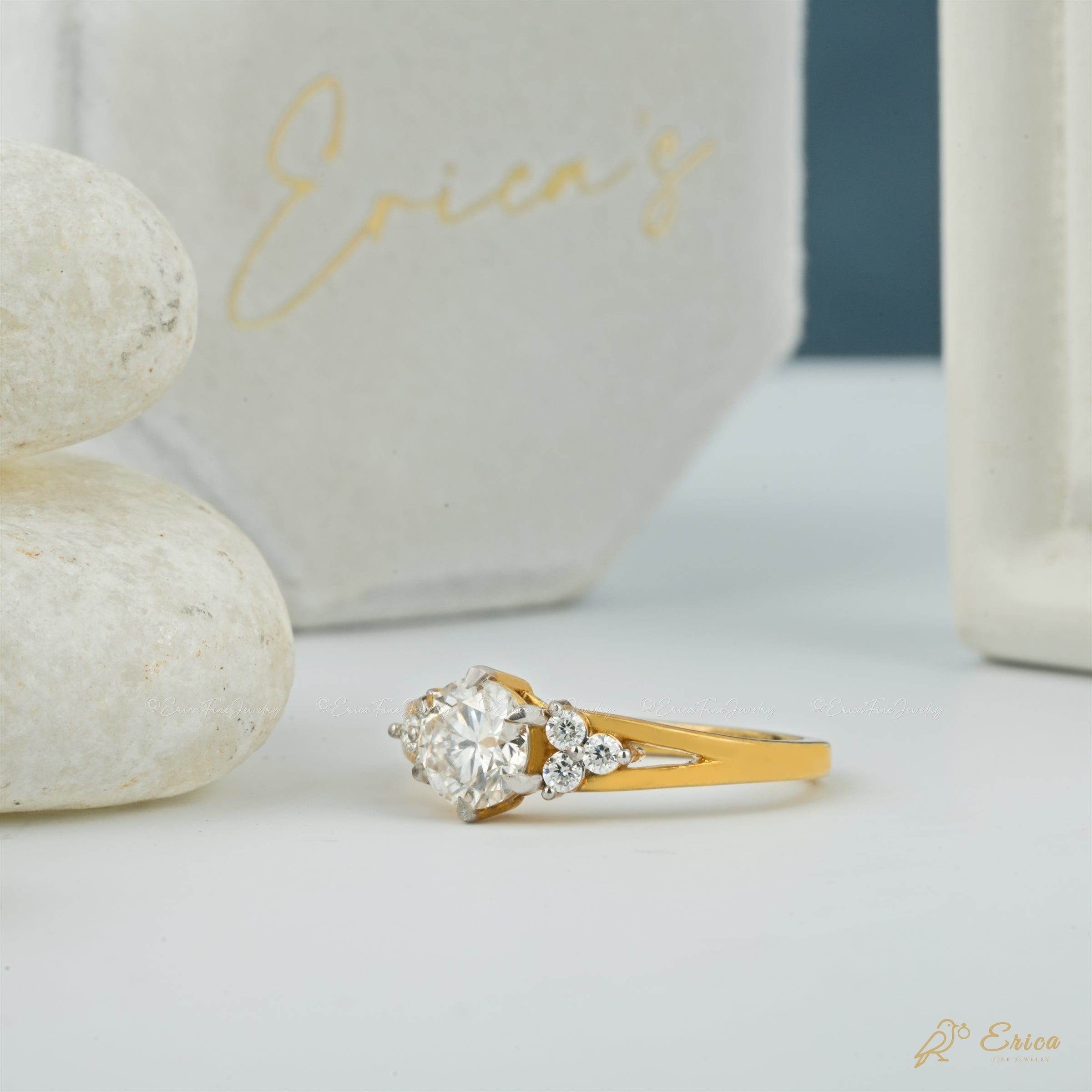 The Luna - Round Pavé Solitaire