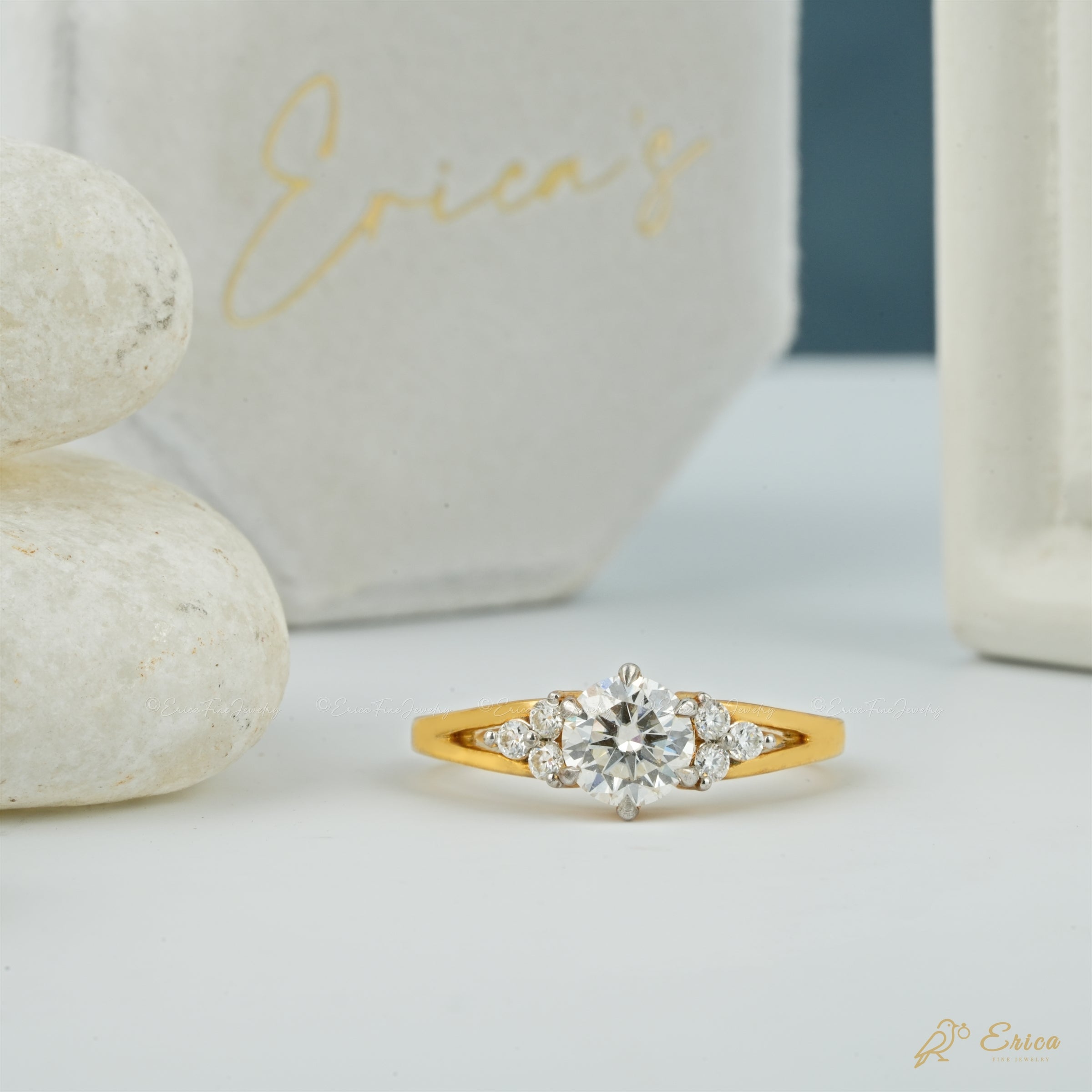 The Luna - Round Pavé Solitaire
