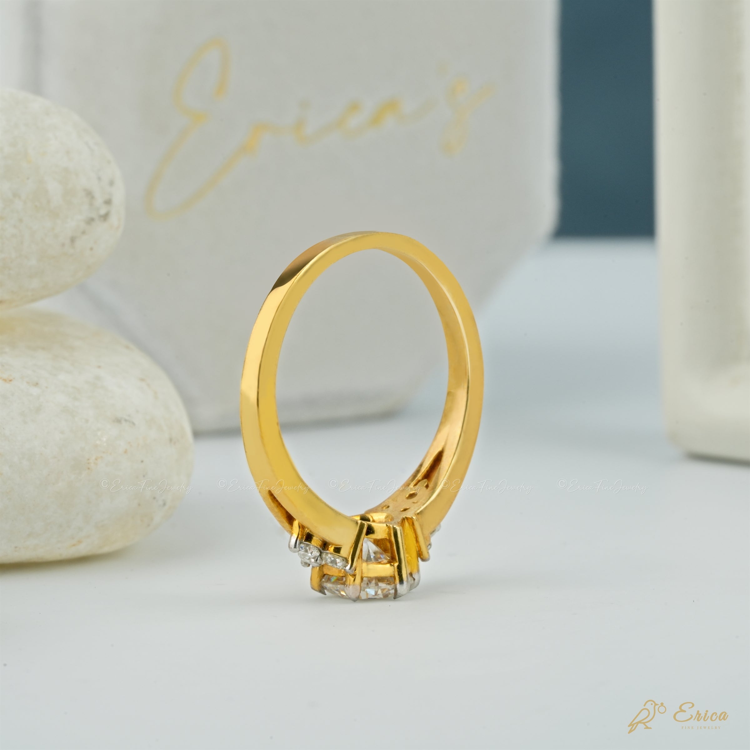 The Luna - Round Pavé Solitaire