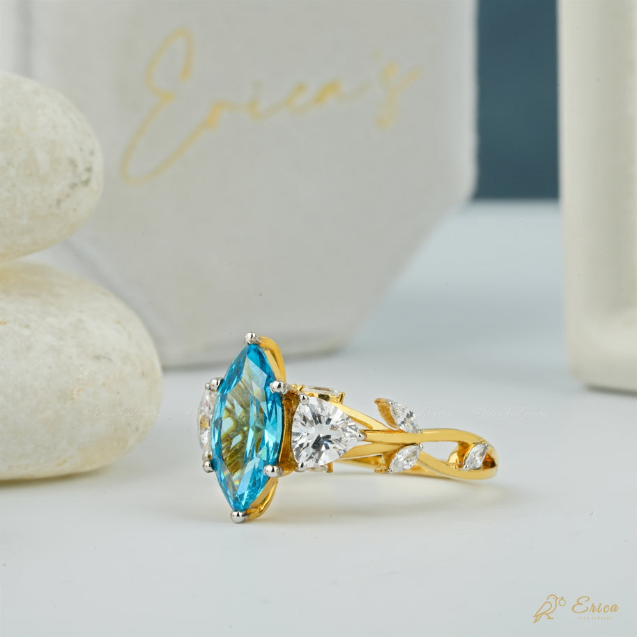The Sapphire - Blue Marquise with Pear Sides