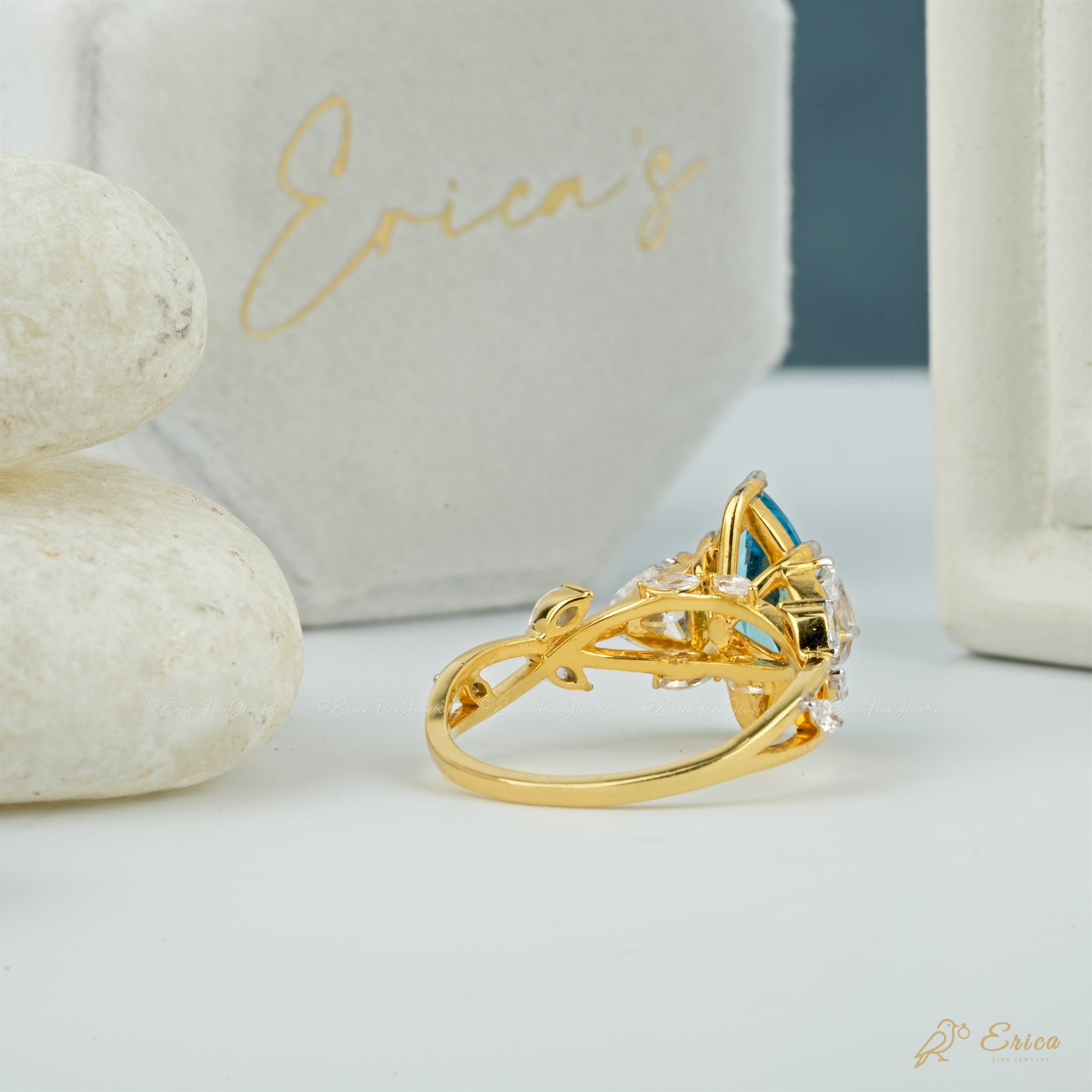 The Sapphire - Blue Marquise with Pear Sides