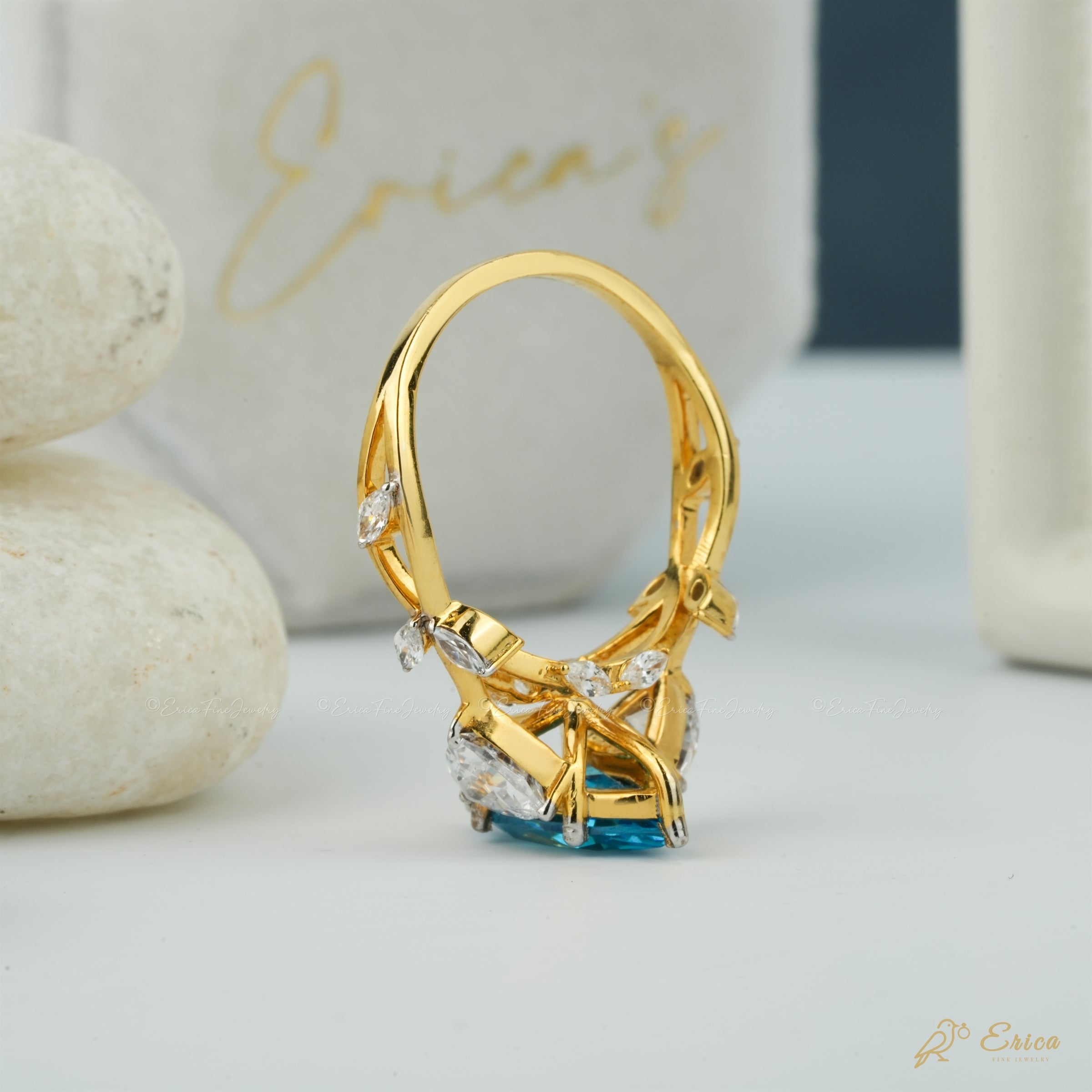 The Sapphire - Blue Marquise with Pear Sides