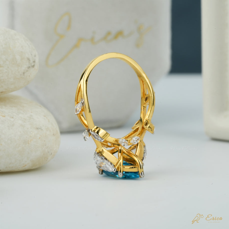 The Sapphire - Blue Marquise with Pear Sides