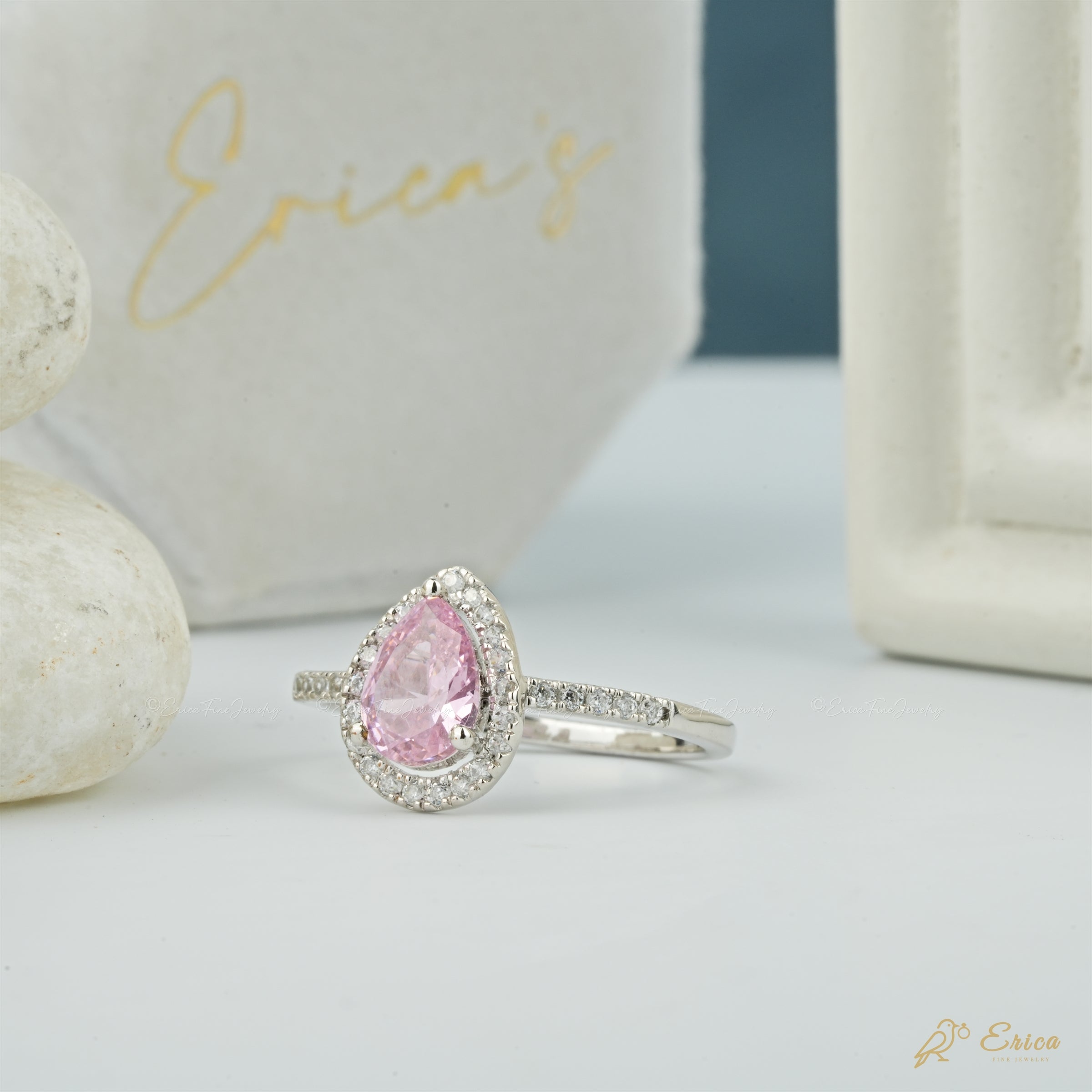 The Rosé - Pink Pear Halo Ring